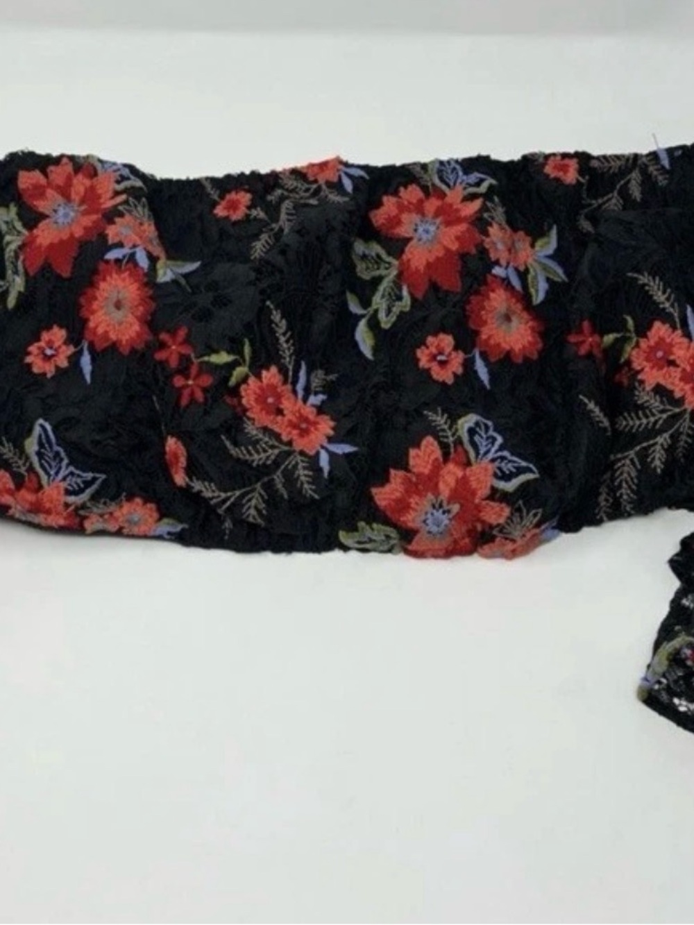 Revolve- Lovers + Friends Off-Shoulder Floral Crop Embroider Crochet Ellie Top - Picture 2 of 10